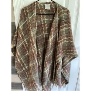 Boyne Valley Weavers Handmade Ireland Cloak Cape Shawl Wrap Wool Blend Sweater